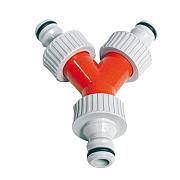 Y-vertakking met 3 opgeschroefde kraannippels PVC