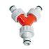Y-vertakking met 3 opgeschroefde kraannippels PVC