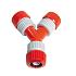 Y-vertakking met 3 opgeschroefde slanghouders diam, 12-18 mm PVC
